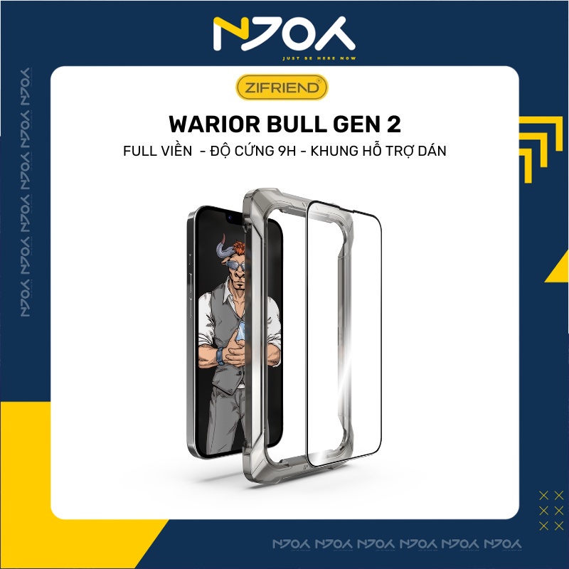 Kính Cường Lực Trong Suốt Zifriend Bull Gen 2 Có Khung Hỗ Trợ Dán Cho IP 13 Pro Max 12 Pro Max Njoyshop