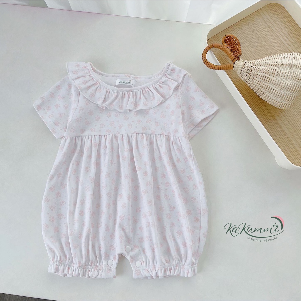 Body cotton phối bèo cổ cho bé gái chất liệu cotton co giãn 4 chiều  Kakummi