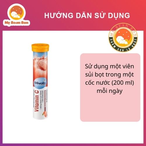 Viên sủi Mivolis Vitamin C hộp 20 viên, Đức, Hương cam giúp nâng cao sức đề kháng duy trì hệ miễn dịch tự nhiên