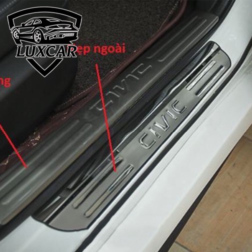 Ốp bậc cửa xe HONDA CIVIC- Chất liệu INOX, TITAN cao cấp LUXCAR