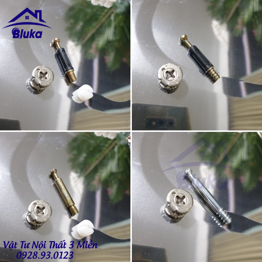 Combo 100 bộ ốc cam chốt liên kết 3 chi tiết 2 chi tiết liên kết ghép ván gỗ loại tốt_Giá sỉ