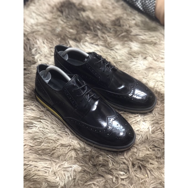 [Giày 2hand] [Size 43] [TonaShoe] Giày Tây Kiểu Dáng Wingtips Full Brouge Màu Đen Da Bóng