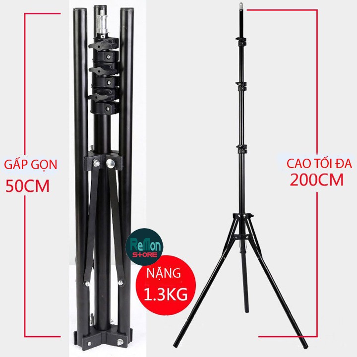 Chân đèn GẤP NGƯỢC studio cao 2m chuẩn ốc 1/4 tripod