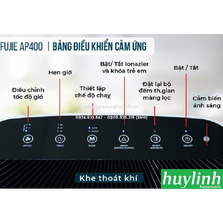 [Mã ELHAMS5 giảm 6% đơn 300K] Máy lọc không khí Fujie AP400 - 48m2- Hepa 3M - Điều khiển Wifi