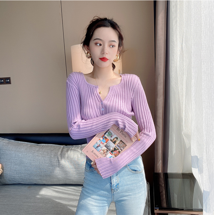 Áo Cardigan Dệt Kim Lụa Lạnh Mỏng Cổ V Dáng Ngắn Dễ Phối Đồ Cho Nữ | BigBuy360 - bigbuy360.vn