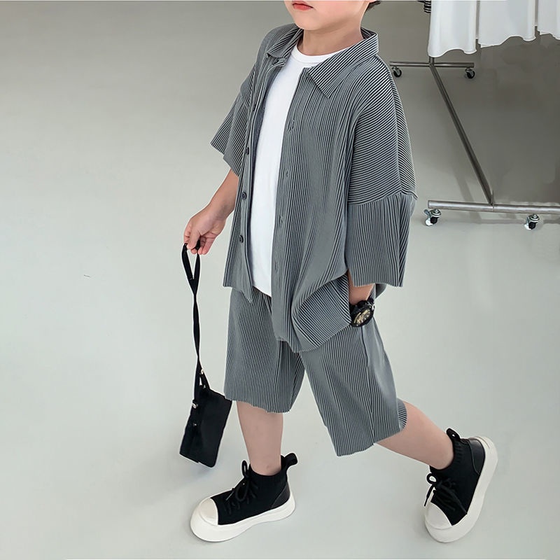 Set Áo Thun Ngắn Tay Và Quần Short Phong Cách Hàn Quốc Thời Trang Mùa Hè Cho Bé Trai