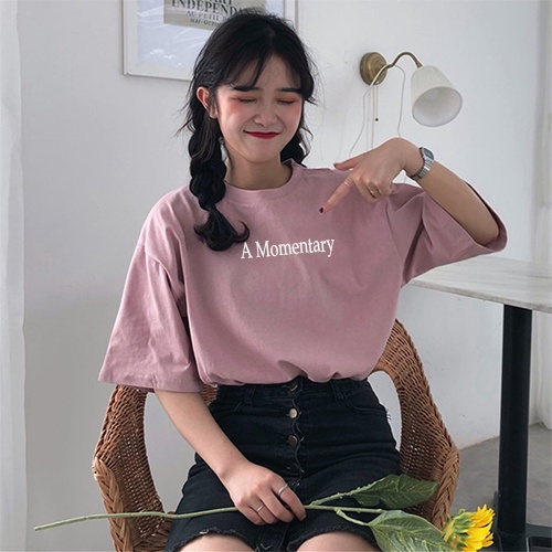 Áo phông nữ form rộng 3158 chất dày cotton khô quảng châu Amomentary NH2