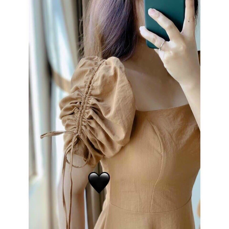 Váy Đầm Đũi Dữ tiệc dạo phố tay phồng rút dây | BigBuy360 - bigbuy360.vn