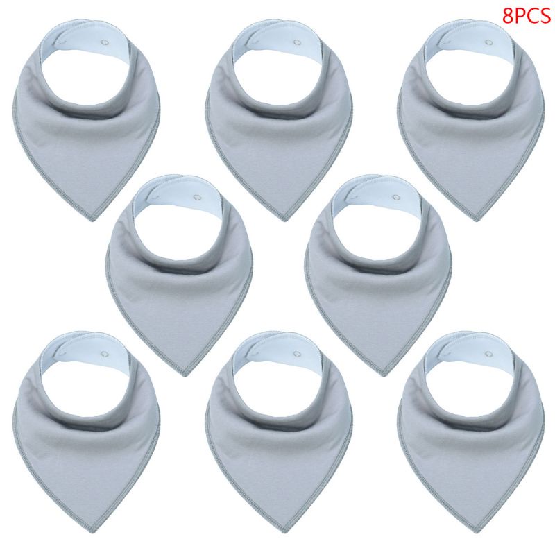 Set 8 Yếm Ăn Cotton Hình Tam Giác Màu Sắc Trơn Dành Cho Bé