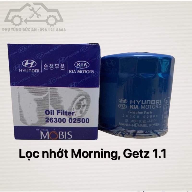 Lọc nhớt, lọc dầu động cơ xe Kia Morning, Picanto, Get 1.1 dùng chung mã 26300-02500