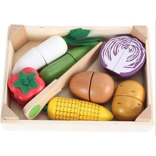Bộ Đồ Chơi Cắt Hoa Quả, Cắt Bánh Bằng Gỗ. Đồ Chơi Giáo Dục Cho Bé Từ 2 Tuổi  ETPT35FSN1653