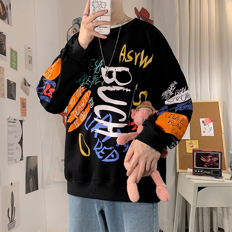Áo Hoodies Nỉ Nam Cổ Tròn Dài Tay Áo Sweater BUCH In Chữ Sơn Trẻ Trung Bo Gấu AO TOP NAM 90000185