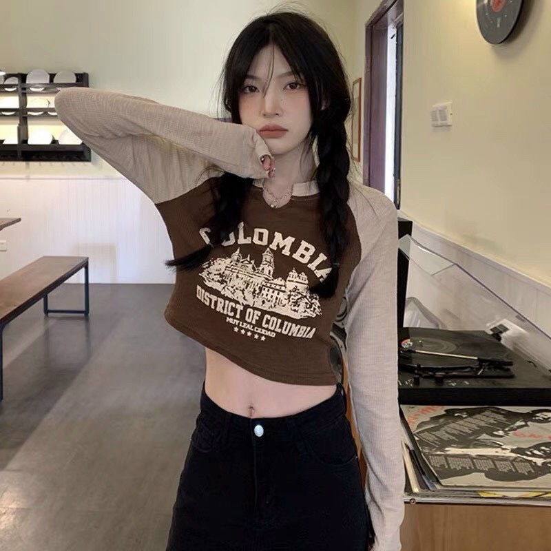 ÁO THUN DÀI TAY THUN GÂN CROPTOP