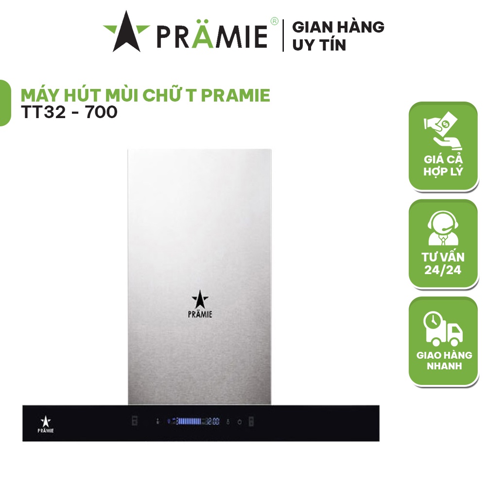 Máy hút mùi chữ T TT32-700 máy hút mùi bếp cảm ứng điều khiển không chạm, hẹn giờ tắt, chống ồn, hoạt động êm ái