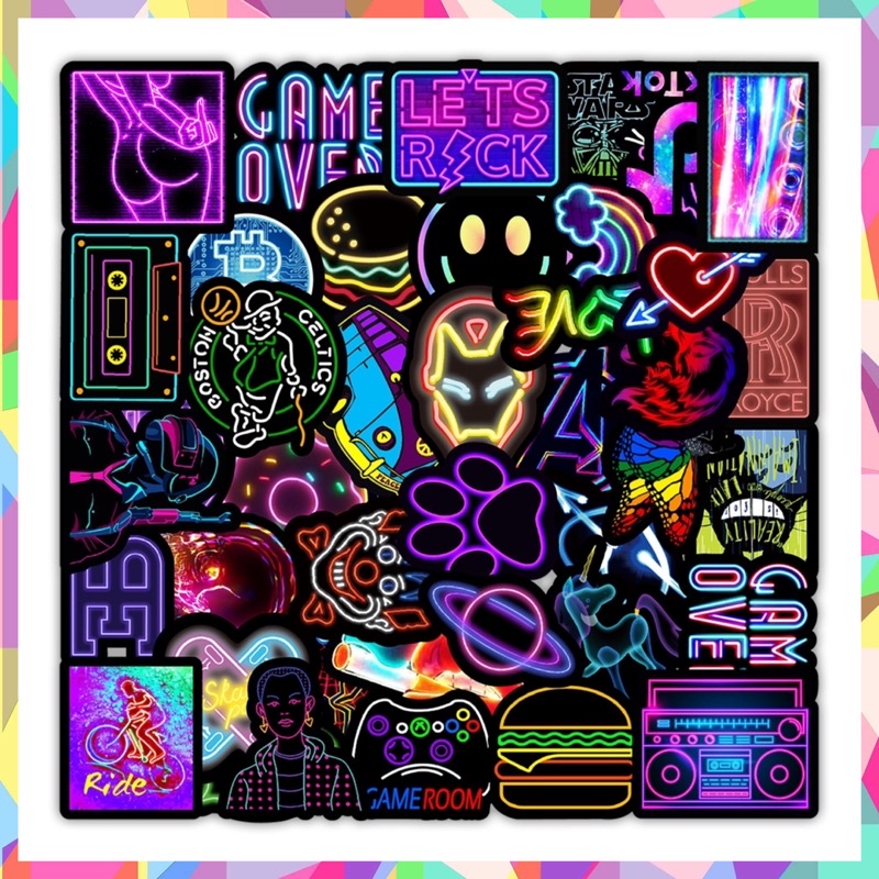 Hình Dán Sticker NEON Chống Nắng, Chống Nước Dán Mũ Bảo Hiểm, Vali, Điện Thoại
