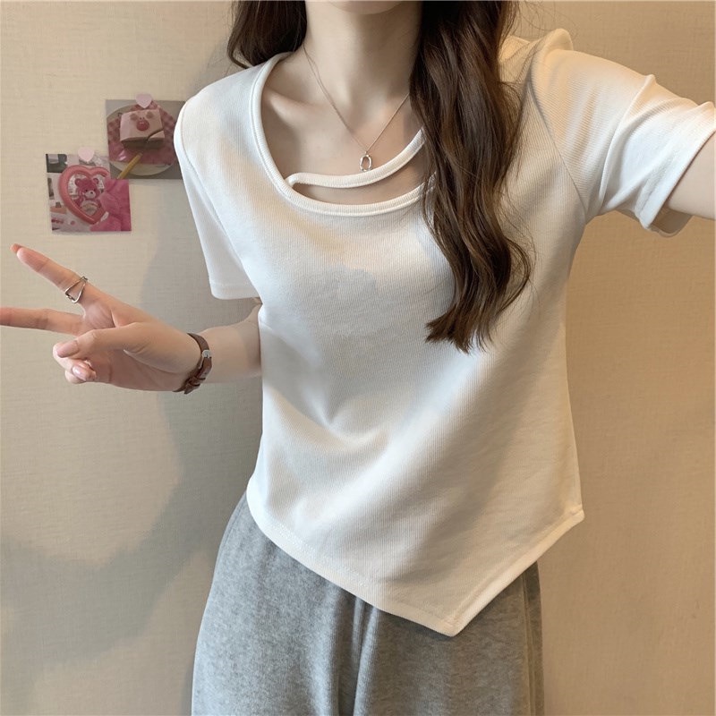 NRVP Áo Thun Mỏng Tay Ngắn Phong Cách Hàn Quốc Mới Mùa Hè 2022 Dành Cho Nữ