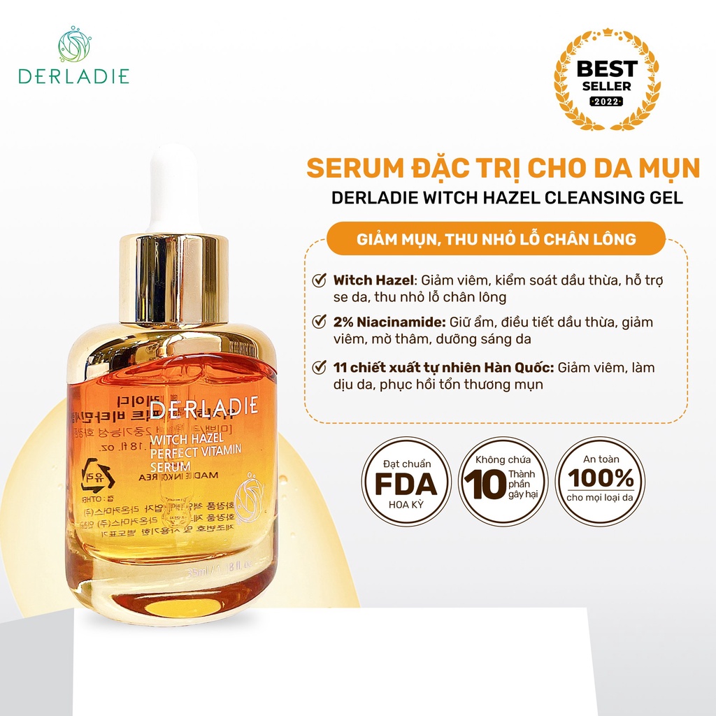 Bộ Sản Phẩm Dành Cho Da Mụn Derladie Witch Hazel 5 Items