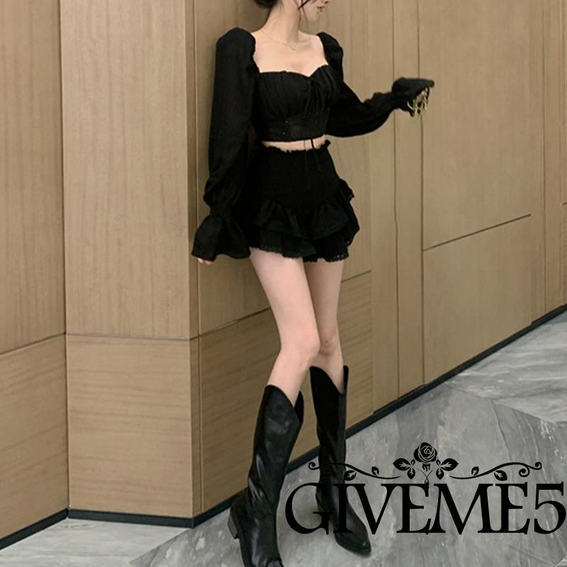 Áo croptop tay dài màu sắc ngọt ngào cho nữ