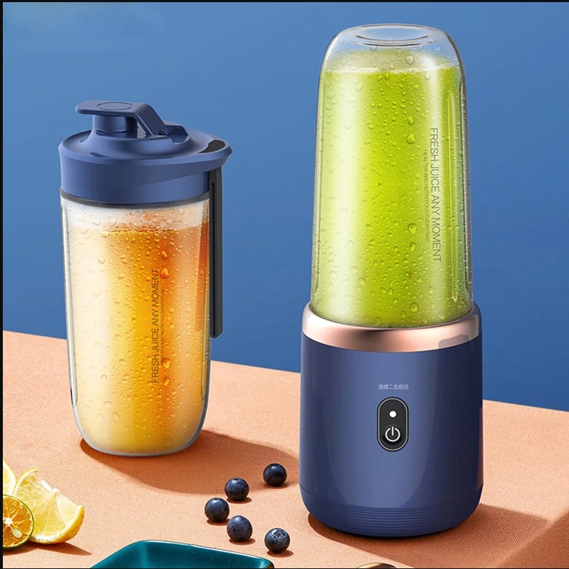 [Xay Được Đá] Máy Xay Sinh Tố Cầm Tay Juicing Cup 300ML, Tặng Kèm Nắp Đậy - 6 Lưỡi Sử Dụng Pin Sạc Cổng USB