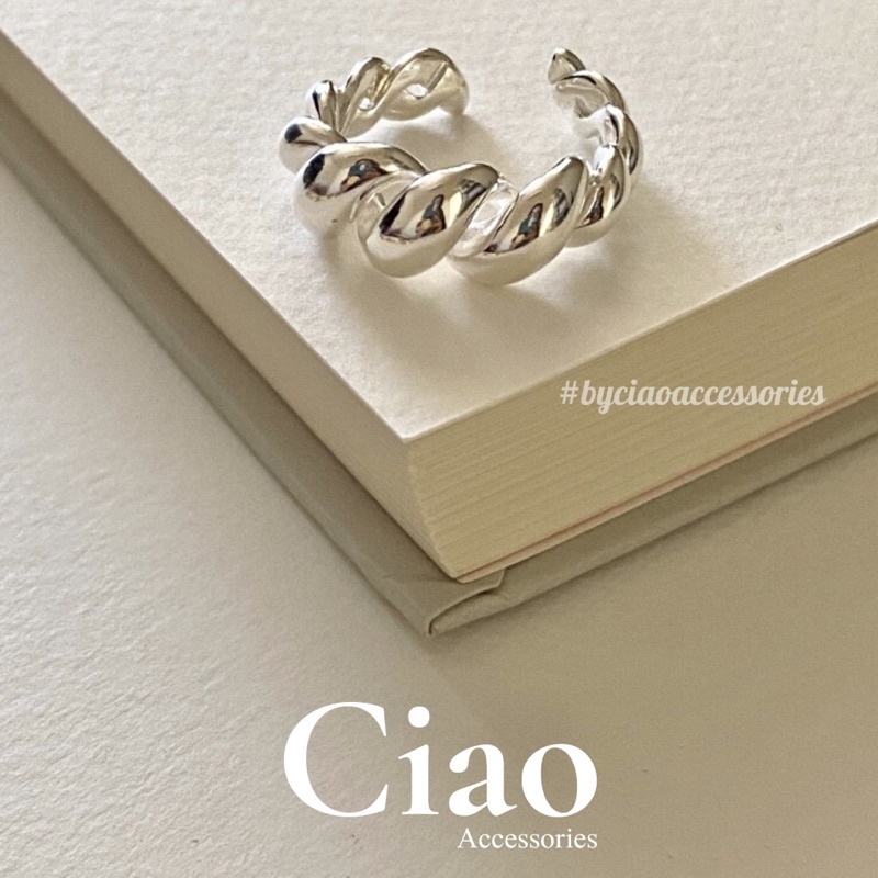 [HOẢ TỐC 1H] Nhẫn mạ bạc S925 thiết kế hoạ tiết xoắn mã 09 phong cách trendy Ciao accessories
