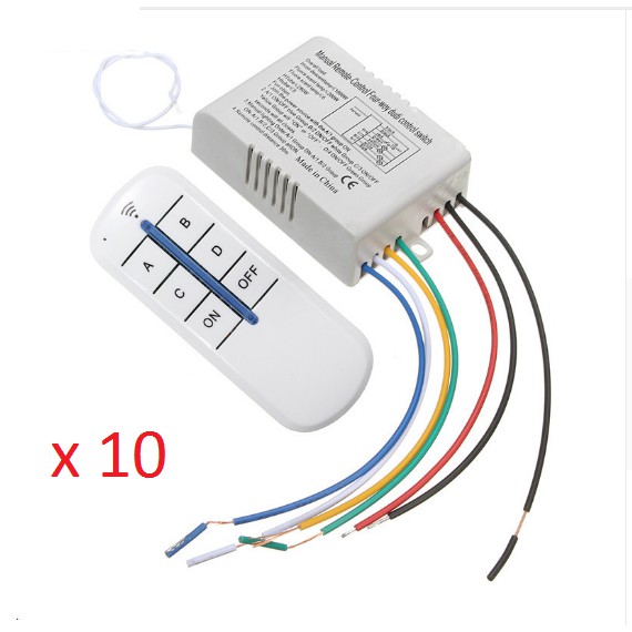 Combo 10 công tắc điều khiển từ xa 4 cổng sóng radio xuyên tường