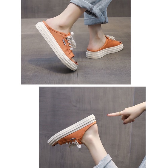 Dép nữ hở mũi dây buộc nhiều màu JP0721 quai vải canvas siêu bền