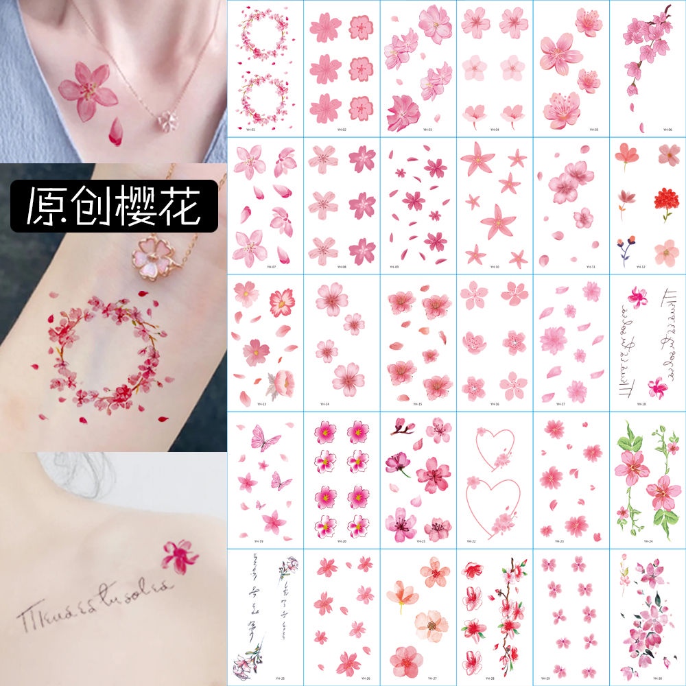 Hình Xăm Dán Tạm Thời Hình Hoa Anh Đào Chống Thấm Nước Phong Cách Cổ Điển