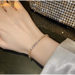 Vòng tay Lắc tay TITAN màu GOLD Bracelet đá xếp li lấp lánh (không gỉ sét) HALLA VT108