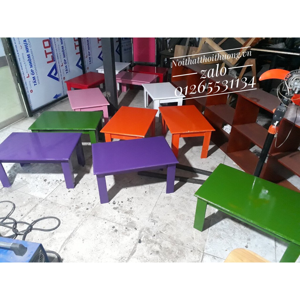 Bàn gỗ ngồi bệt sơn trắng cho quán cà phê, trà sữa, quán ăn- Noithatthoithuong.vn | BigBuy360 - bigbuy360.vn