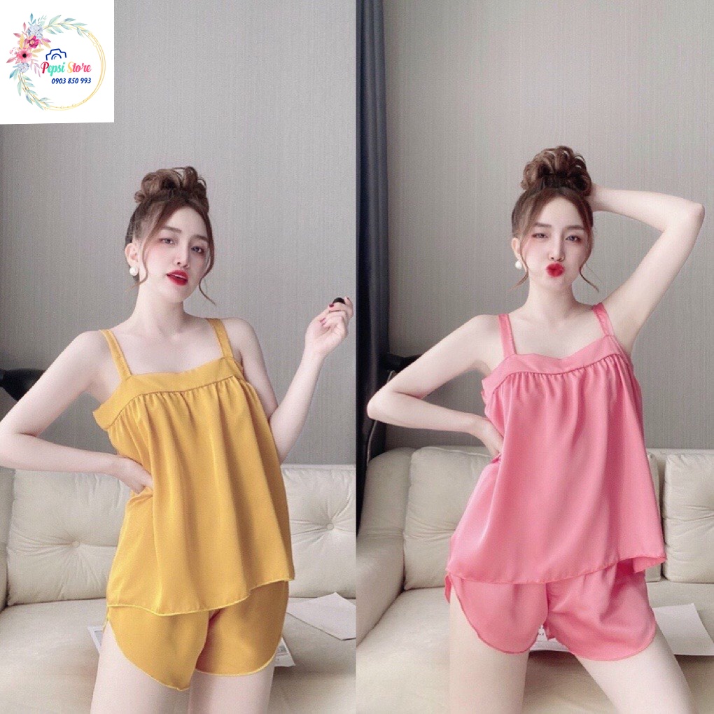 🍀 Đồ bộ nữ mặc nhà chất lụa satin mềm mại thoáng mát 🍀 freesize < 60kg 🍀 thấm hút mồ hôi tốt