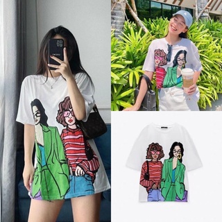 Áo thun form rộng in hình cô gái hot 2022