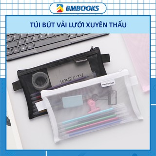 Hộp bút trong suốt vải lưới xuyên thấu 6 gam màu tùy chọn gọn gàng dễ vệ sinh BMBooks