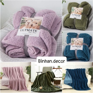 Chăn cừu Ultimate 1 màu trơn nhập khẩu, Chăn bụng cừu siêu mềm mịn kích thước 2m*2m3