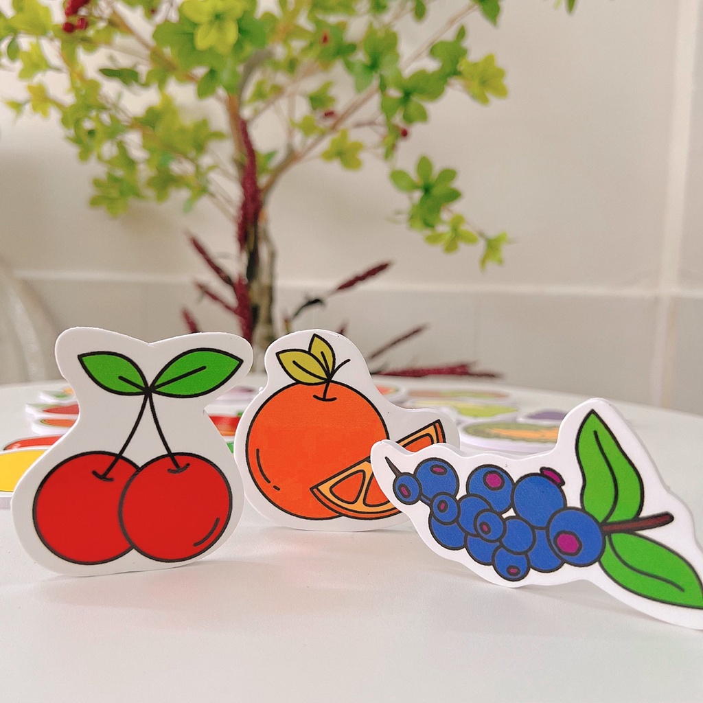 Bộ trái cây có nam châm dùng cho bảng từ hoặc dán tủ lạnh, sticker cho bé