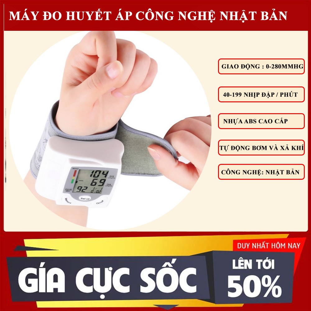 (SALE) Máy đo huyết áp kỹ thuật số tự động đeo cổ tay tiện lợi, Máy đo huyết áp tự động, nhanh chóng, chính xác Mua Ngay