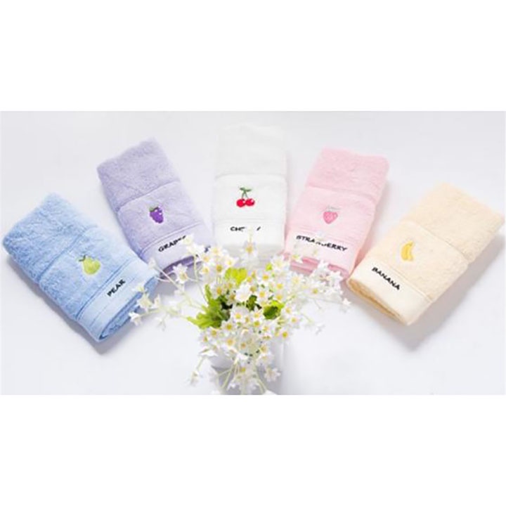 Khăn tắm cao cấp bộ 5 cái chất liệu cotton mềm mại thấm hút nước tốt hoạ tiết hình trái cây - GD0292