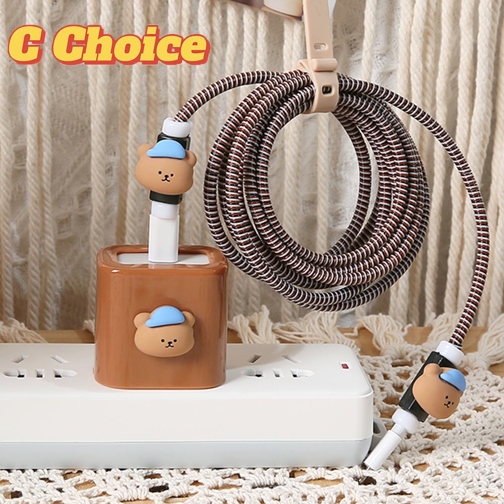 Phụ Kiện Bảo Vệ Đầu Sạc 5W 18w 20W Hình Gấu Xinh Xắn Cho compatible for iPhone 6plus 7 8 11 12 13 pro max xs xr