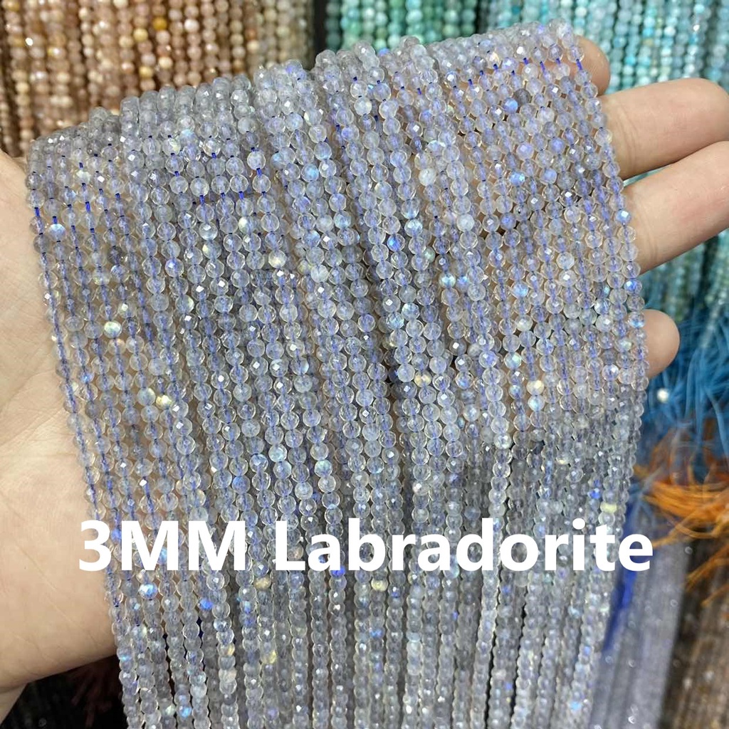 Chuỗi Hạt Đá labradorite Tự Nhiên 2mm 3mm 4mm Làm Trang Sức 15 "