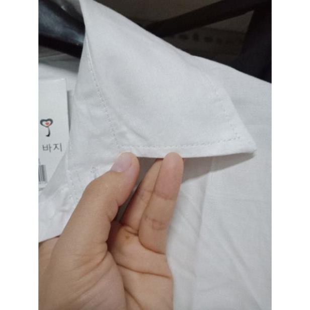 Áo sơ mi trắng form rộng đi học, BASIC UNISEX - áo sơ mi nữ túi ngực vải dày dặn, đẹp