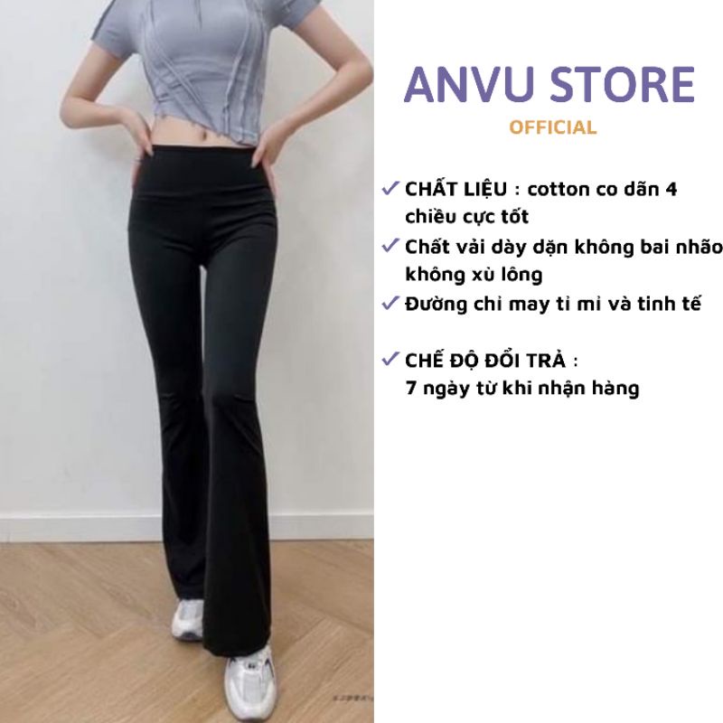 Quần ống loe legging bigsize nữ lưng cao cạp chun gen bụng vải cotton co dãn 4 chiều tôn dáng chân dài