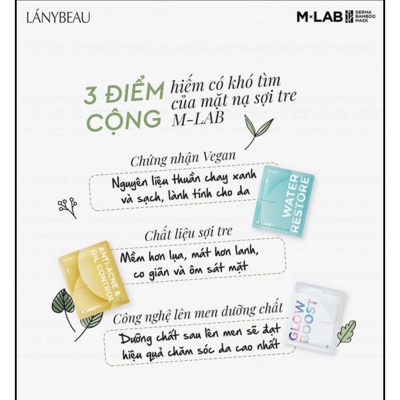 Mặt nạ sợi tre Mlab cấp ẩm, dưỡng trắng da và kiềm dầu