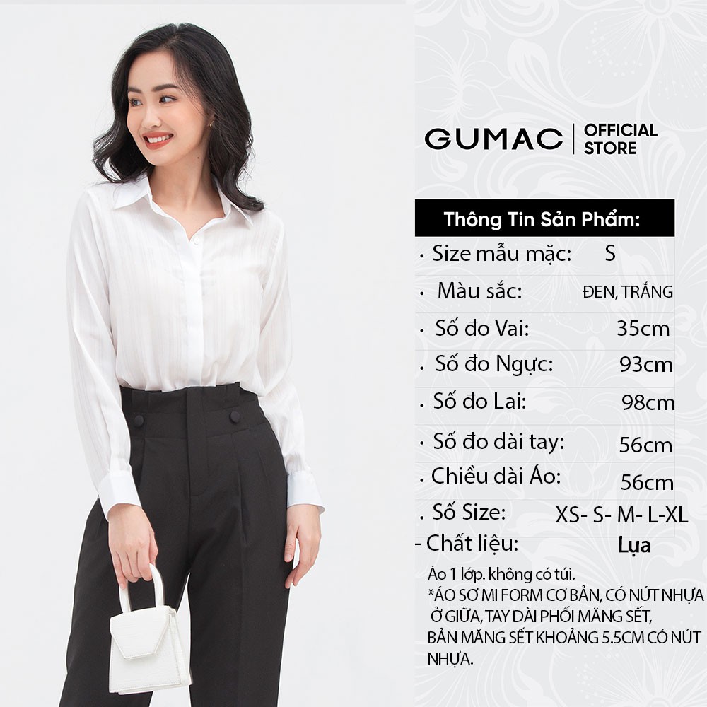 [Mã WABRGUM giảm 10% tối đa 30K đơn 99K] Áo sơ mi nữ giấu nút GUMAC form basic nhiều màu thanh lịch AC05003 | BigBuy360 - bigbuy360.vn