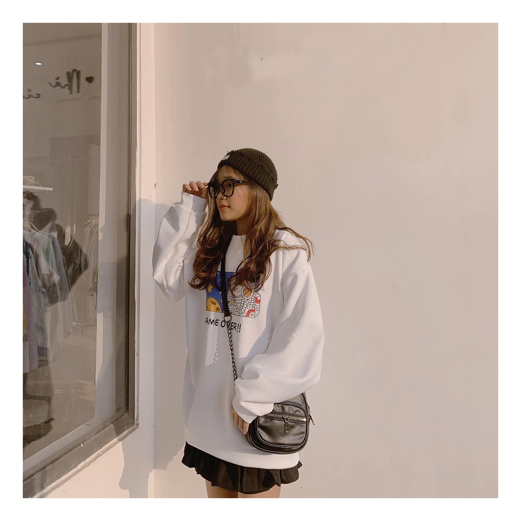 Áo khoác nỉ Hoodie Unisex nam nữ kiểu dáng Sweater form giấu quần dáng rộng tay bồng chữ GAME OVER sắc nét Ulzzang | BigBuy360 - bigbuy360.vn