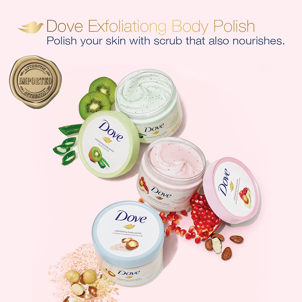 Nhập Khẩu - Tẩy Da Chết Toàn Thân DOVE Exfoliating Body Polish Lựu Bơ I Maca Sữa Gạo I Yến Mạch I Đường Nâu I Dừa 298g