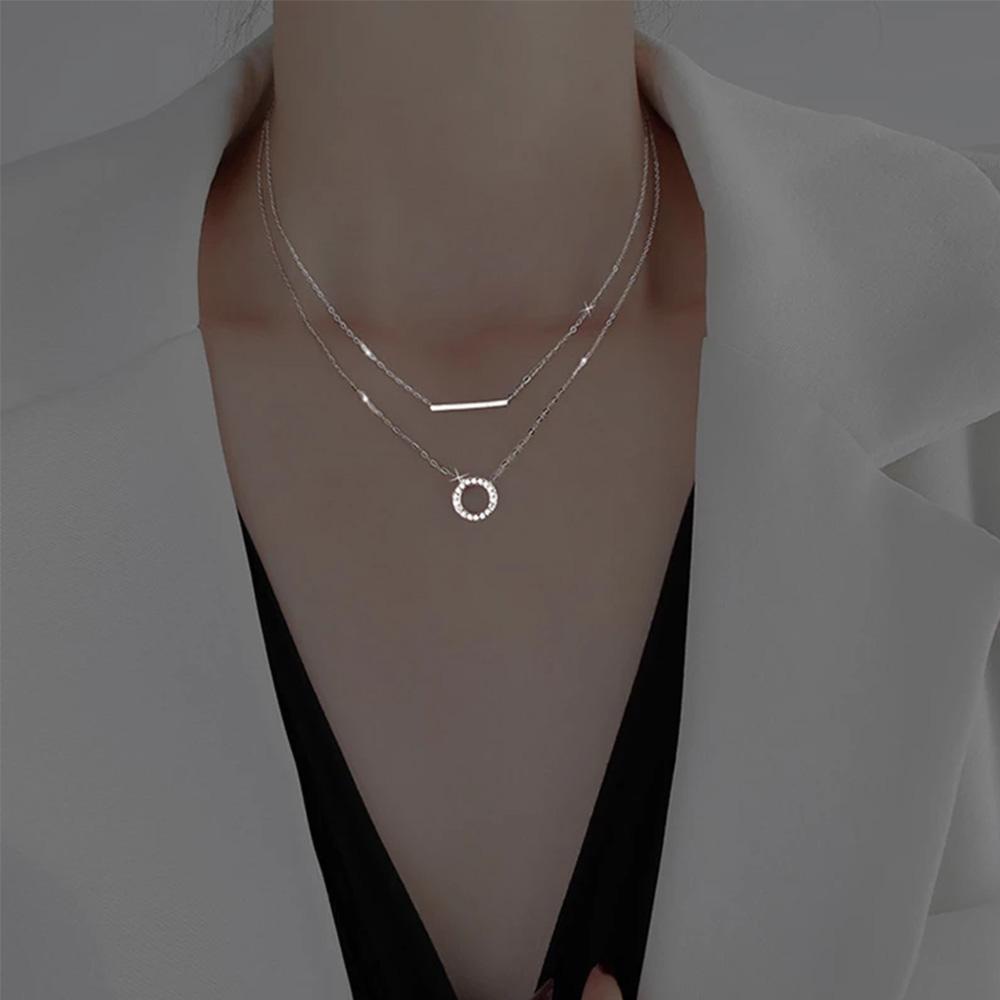 Vòng Cổ Choker Hai Lớp Mặt Tròn Đơn Giản Thời Trang