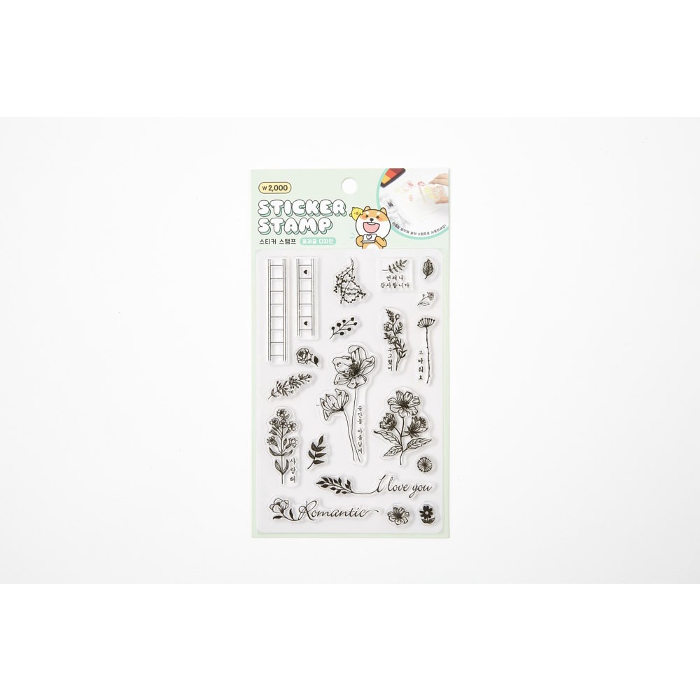 Tem Dán Sticker Stamp ARTBOX Hàn Quốc Hình Hoa Và Khung Tin Nhắn Trang Trí Cho Sổ Tay Thường Ngày