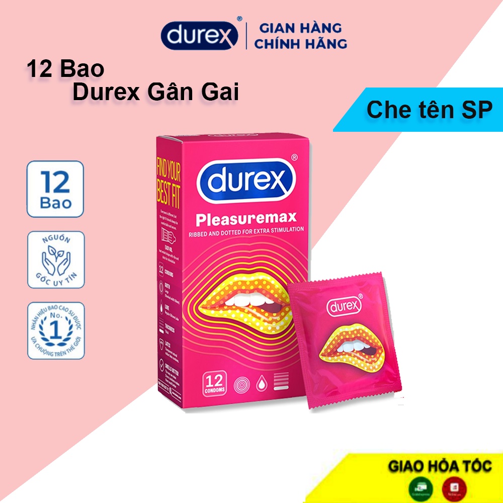 bao cao su gân gai Durex Pleasuremax 12 bao. Bcs gân gai đều, an toàn cho nữ, chạm đa đỉnh.