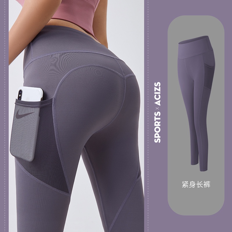 Quần Legging Thể Thao Có Túi Phối Lưới Chất Liệu Khô Thoáng Nhanh Thời Trang Mùa Hè Cho Nữ