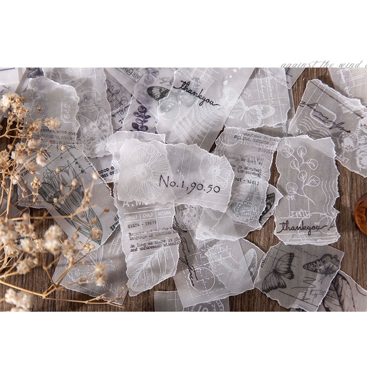 Bộ 30 Giấy Axit sulfuric In Họa Tiết Hoa Phong Cách retro Dùng Trang Trí Sổ Tay diy