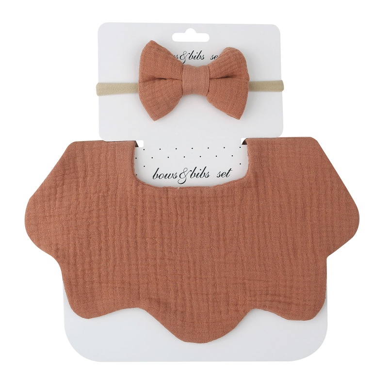 Yếm Ăn Thấm Hút Tốt Đính Nơ Kèm Băng Đô Xinh Xắn Cho Bé Sơ Sinh